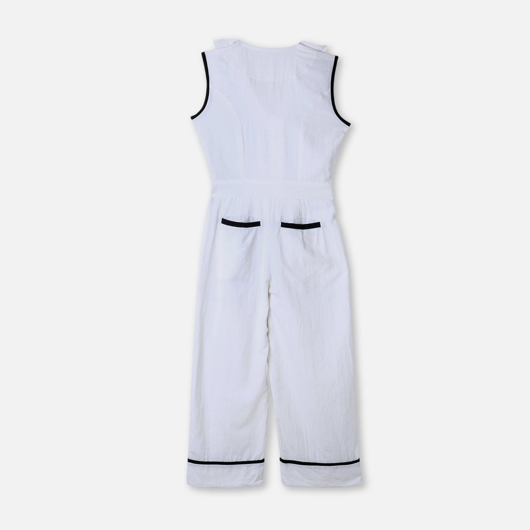 Ruffle-Edge Contrast Jumpsuit