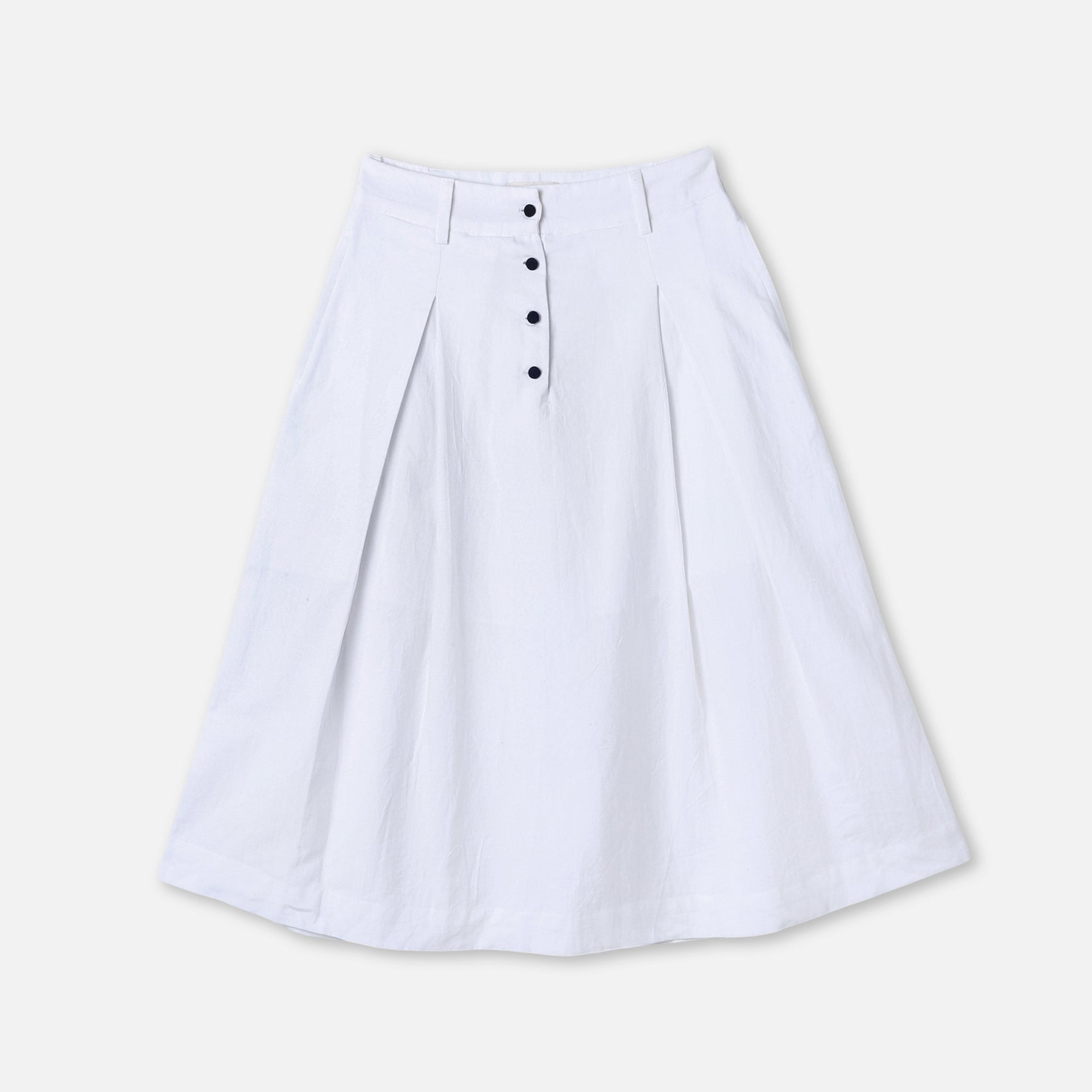 Contrast Button Flare Skirt