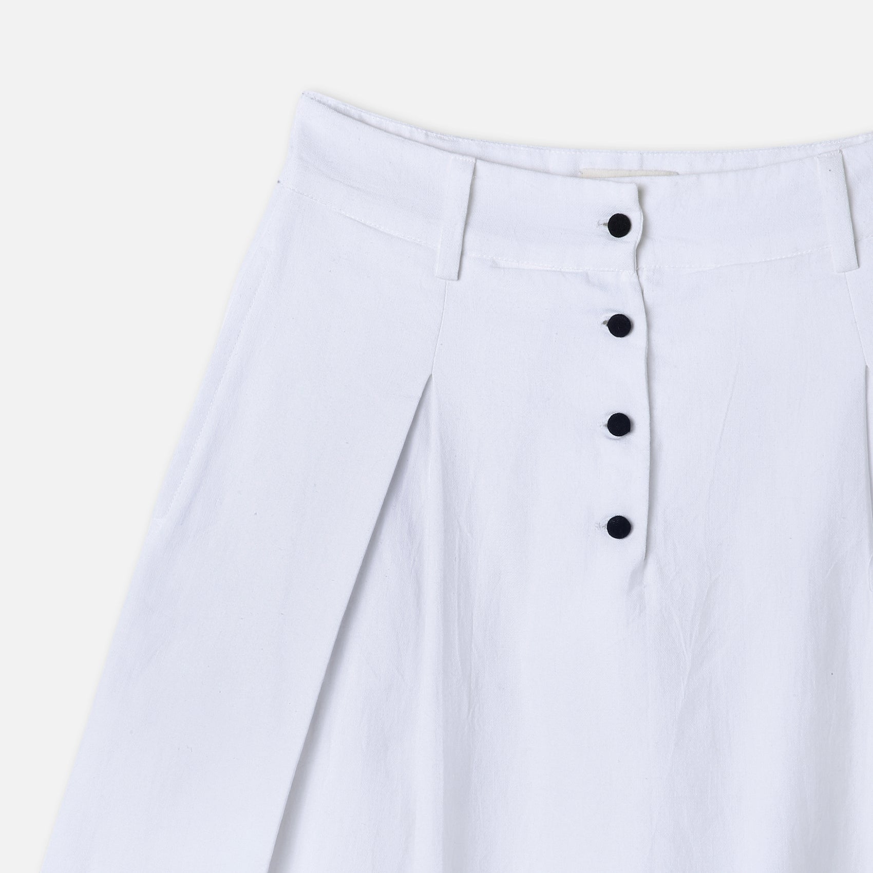 Contrast Button Flare Skirt