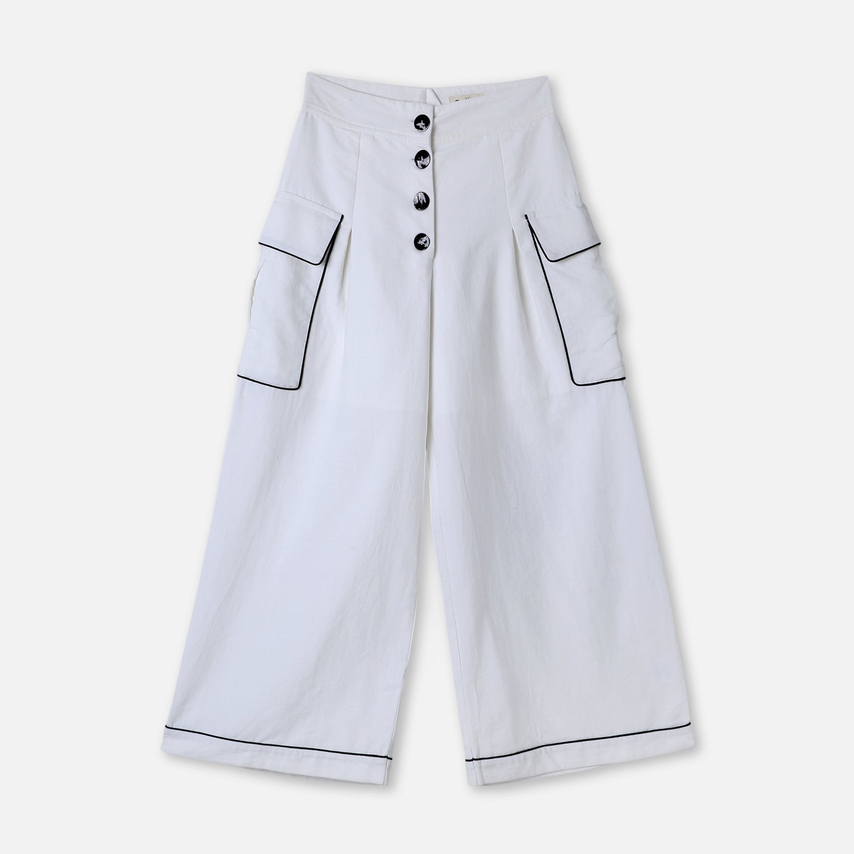 Contrast Pocket Wide-Leg Trousers