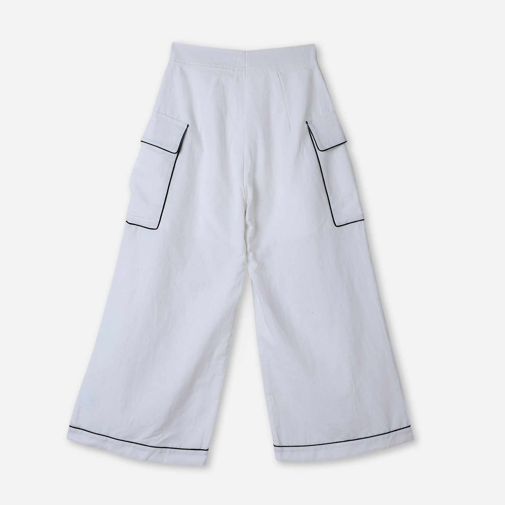 Contrast Pocket Wide-Leg Trousers