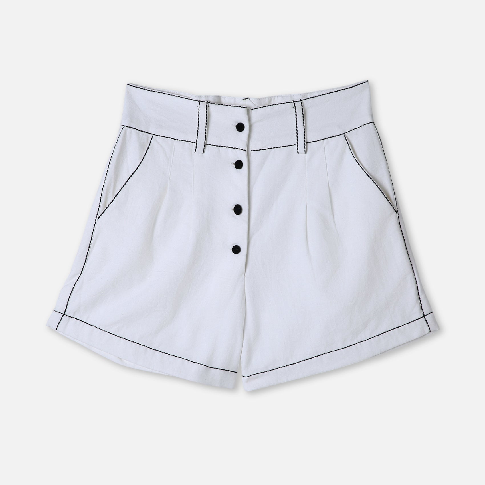 Tailored Topstitch Mini Shorts