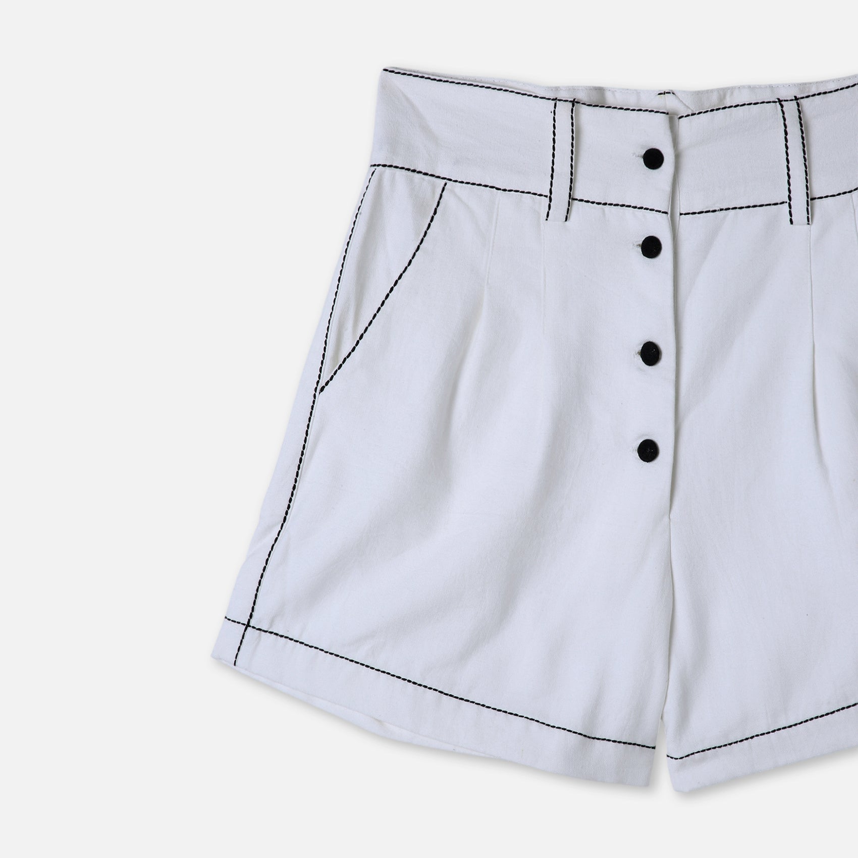 Tailored Topstitch Mini Shorts