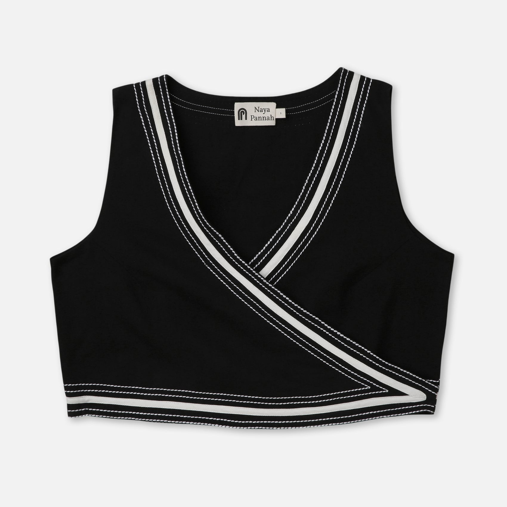 Contrast Knit Wrap Crop Top