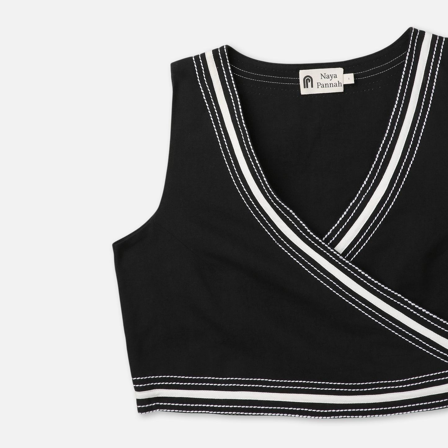 Contrast Knit Wrap Crop Top