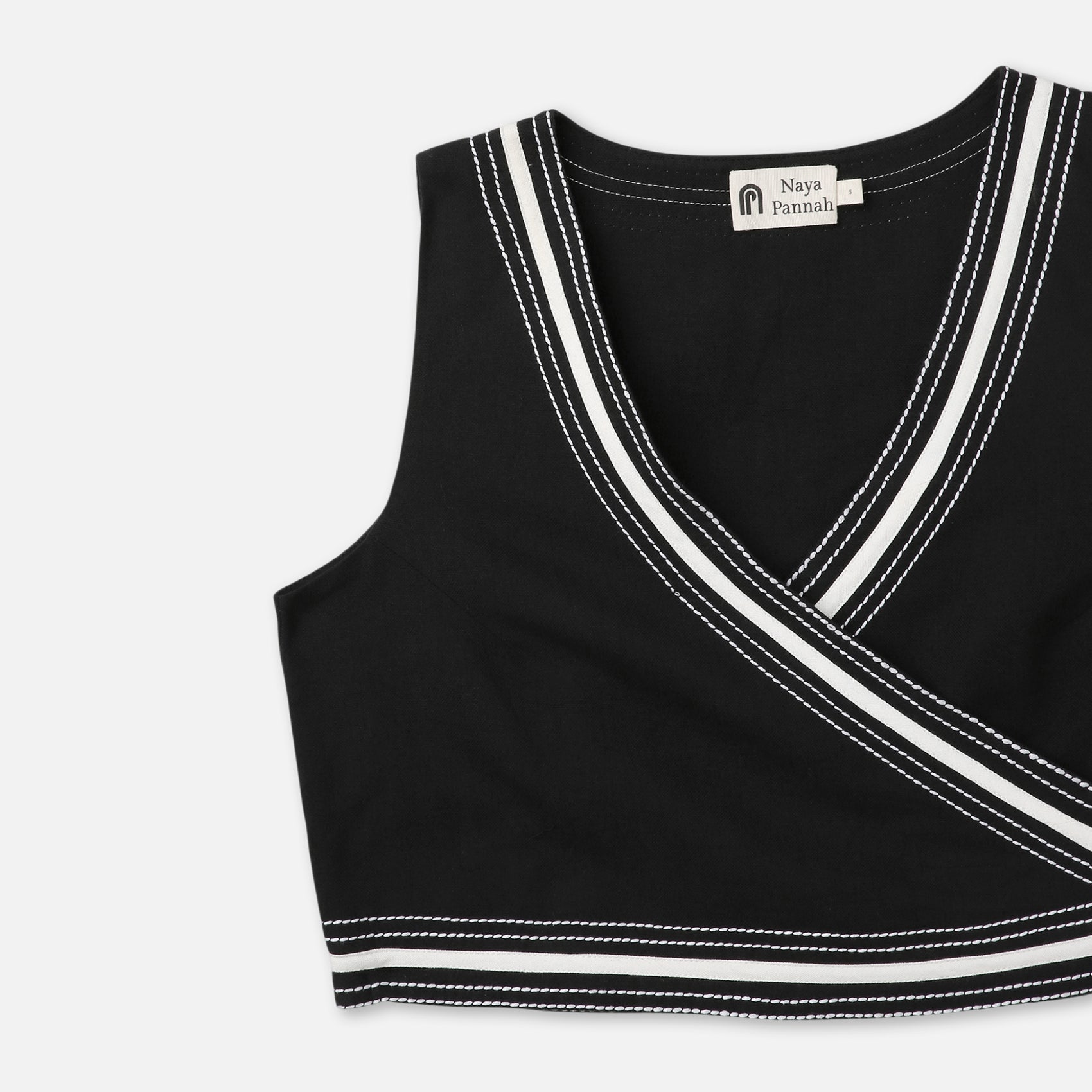 Contrast Knit Wrap Crop Top
