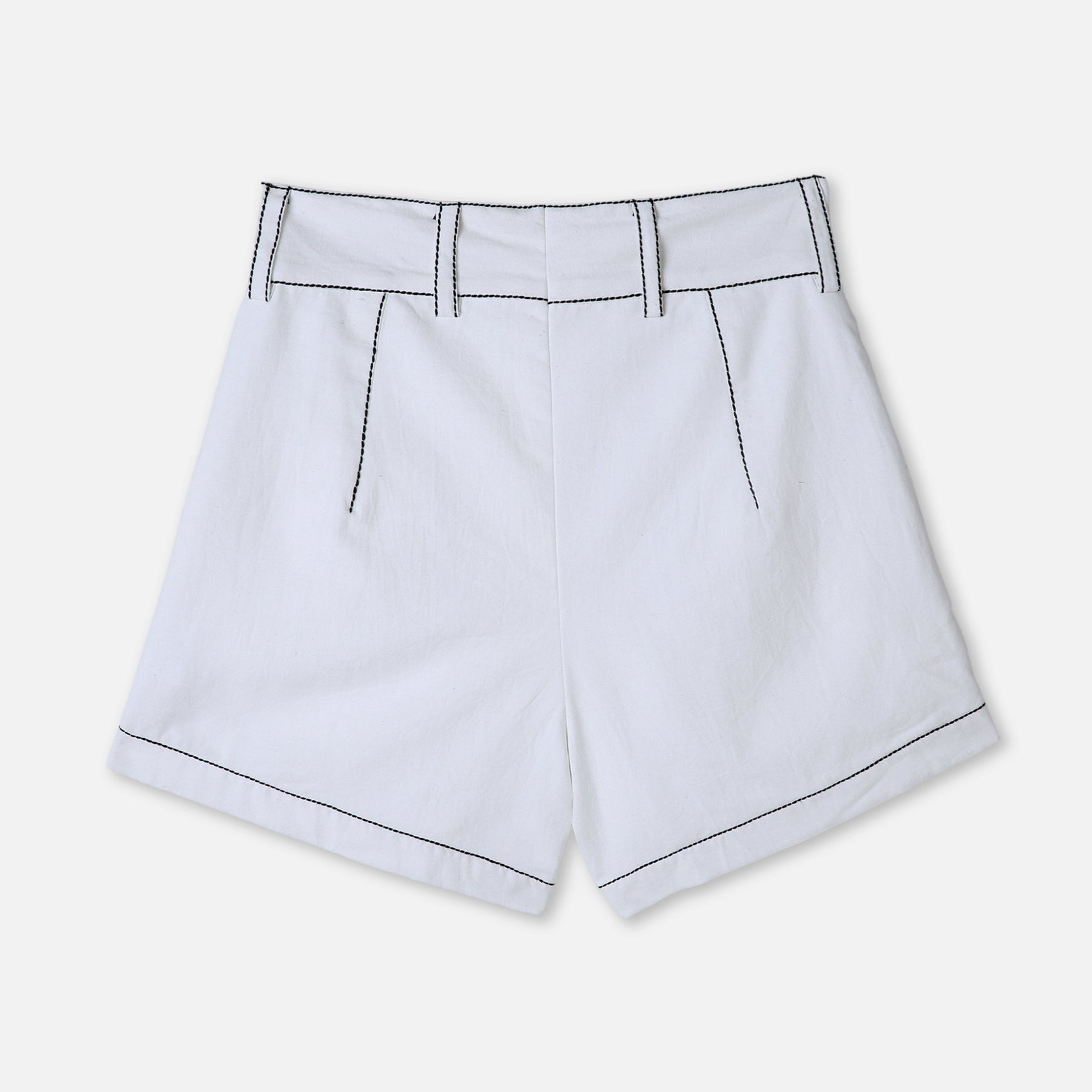 Tailored Topstitch Mini Shorts