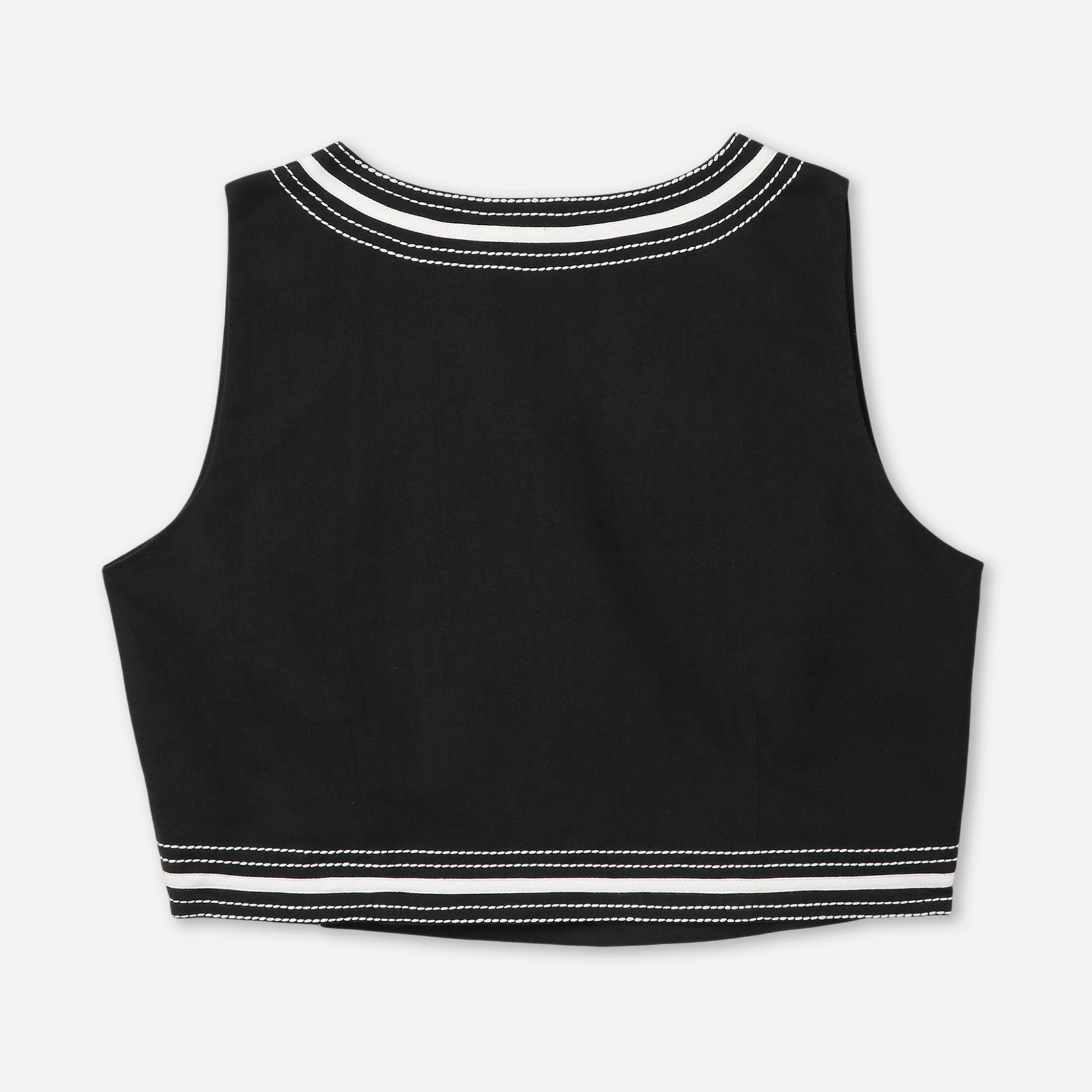 Contrast Knit Wrap Crop Top