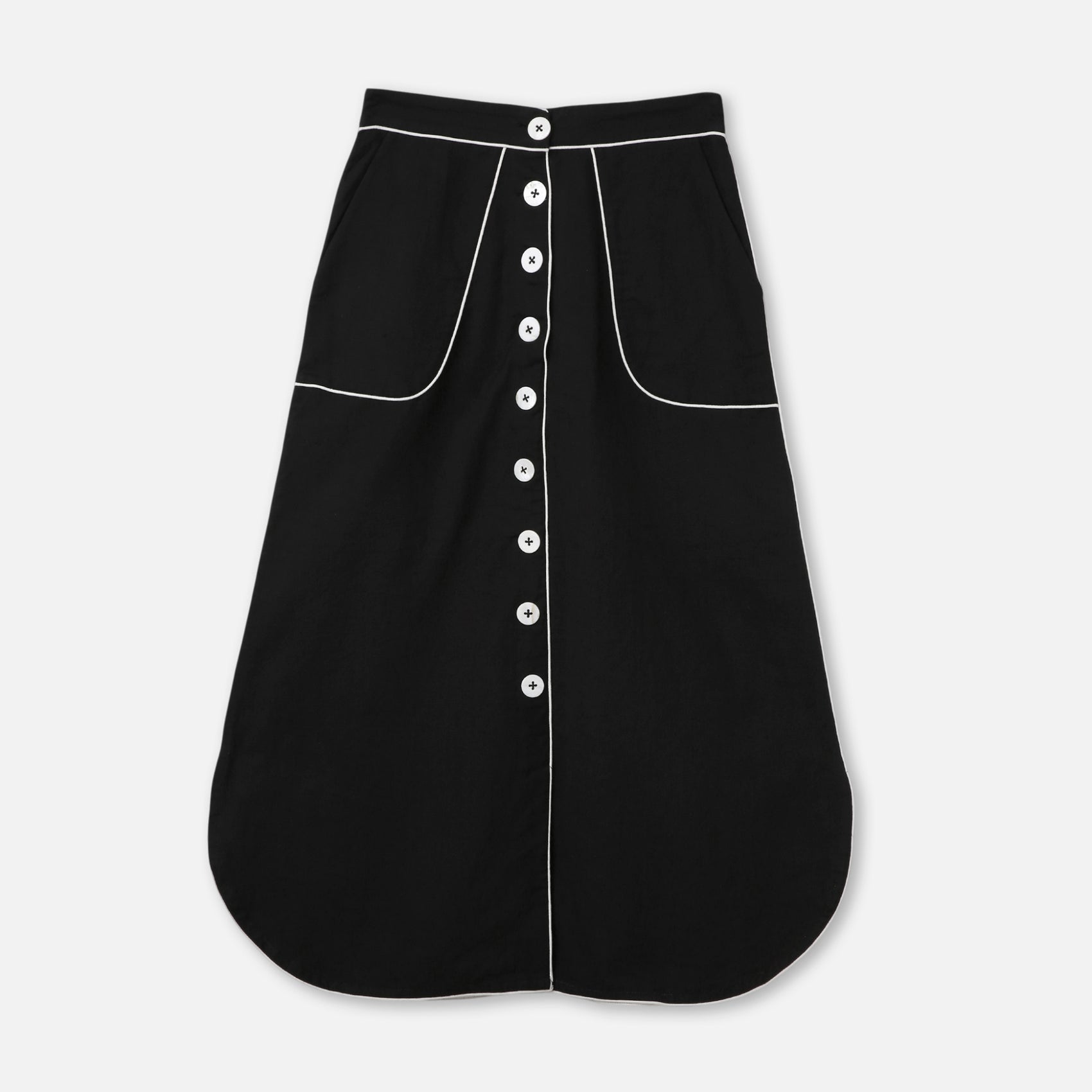 Buttoned Straight Midi Skirt