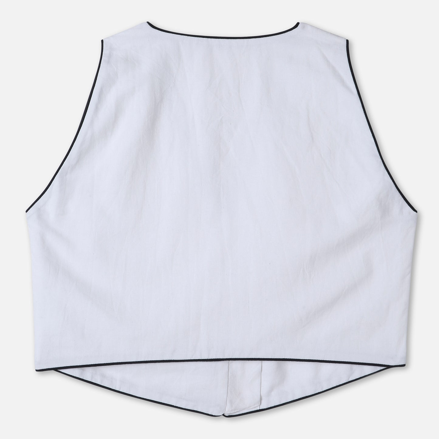 Cropped Piped Button Vest