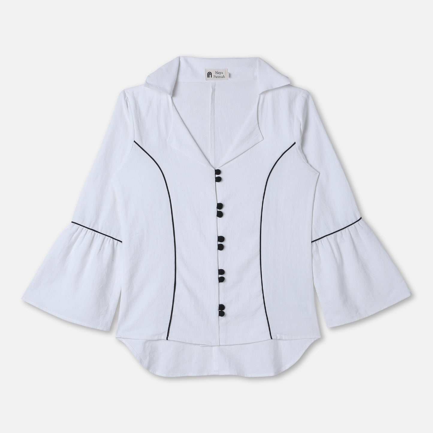 Piped Bell Sleeve Poplin Shirt