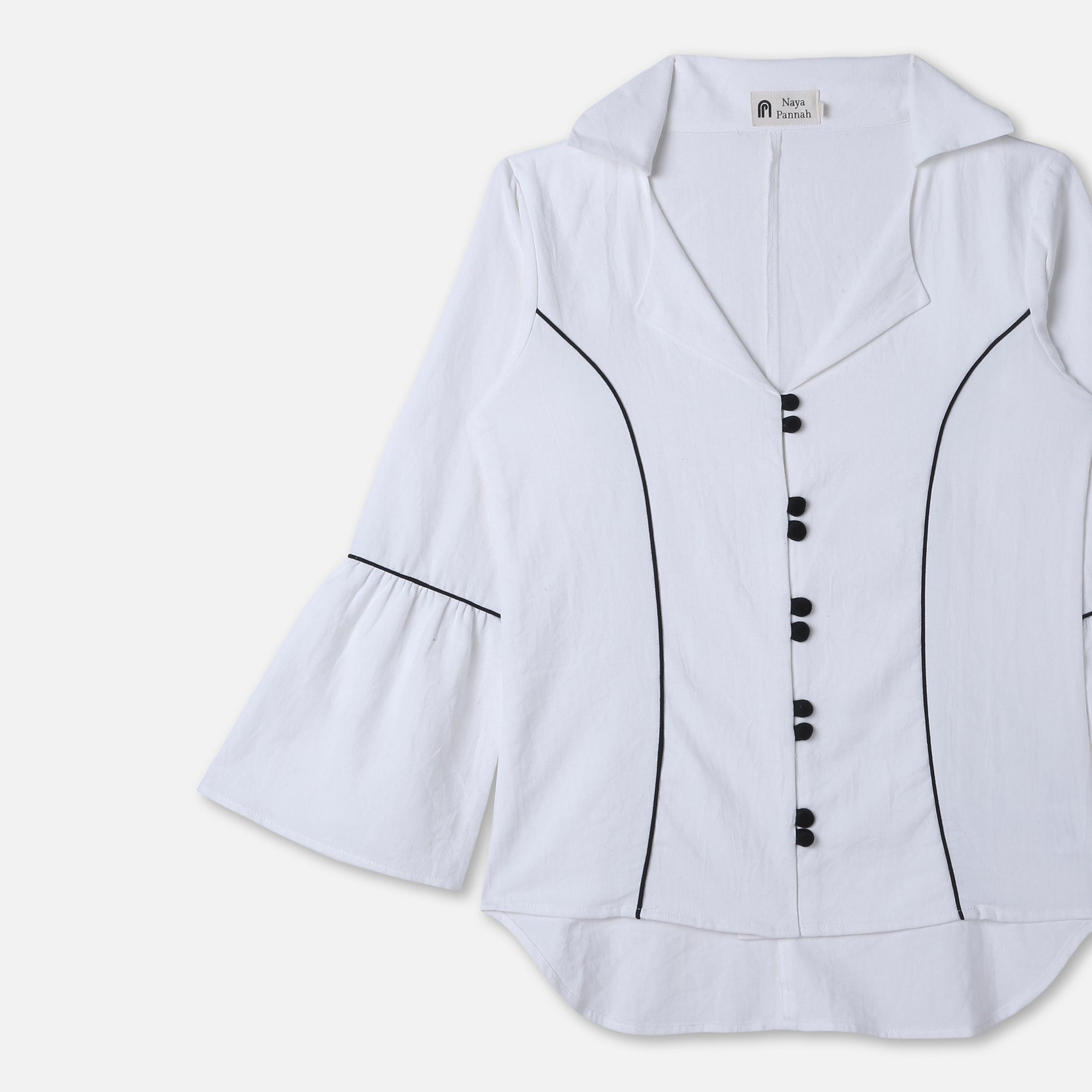 Piped Bell Sleeve Poplin Shirt