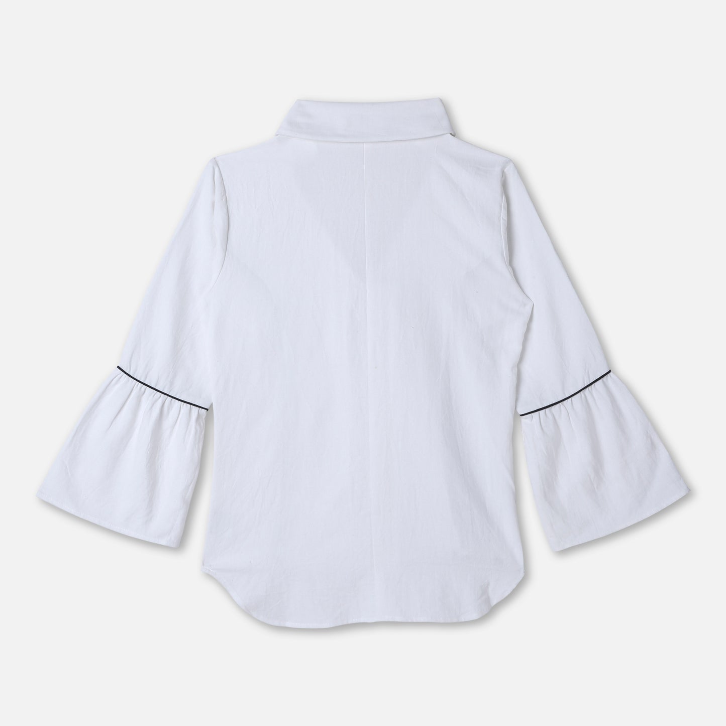 Piped Bell Sleeve Poplin Shirt