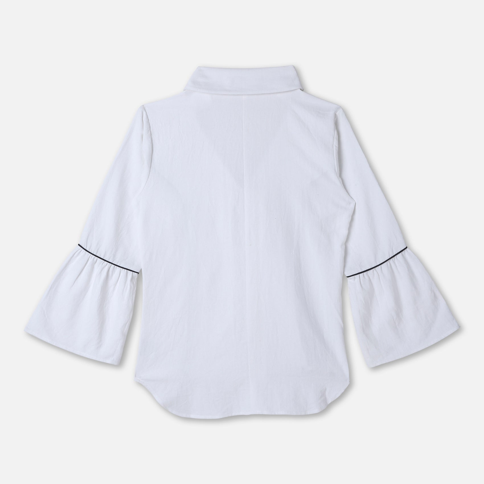 Piped Bell Sleeve Poplin Shirt