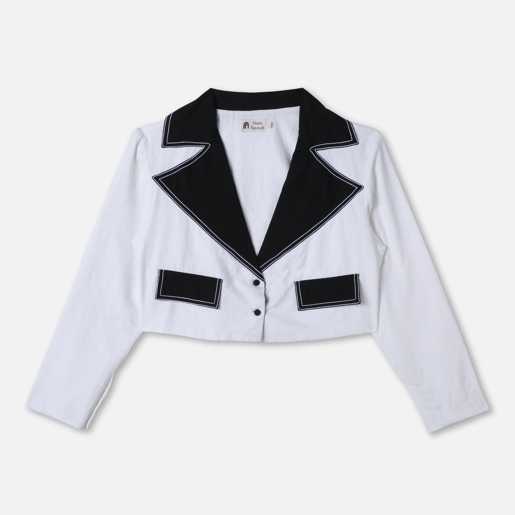 Cropped Monochrome Suit Jacket