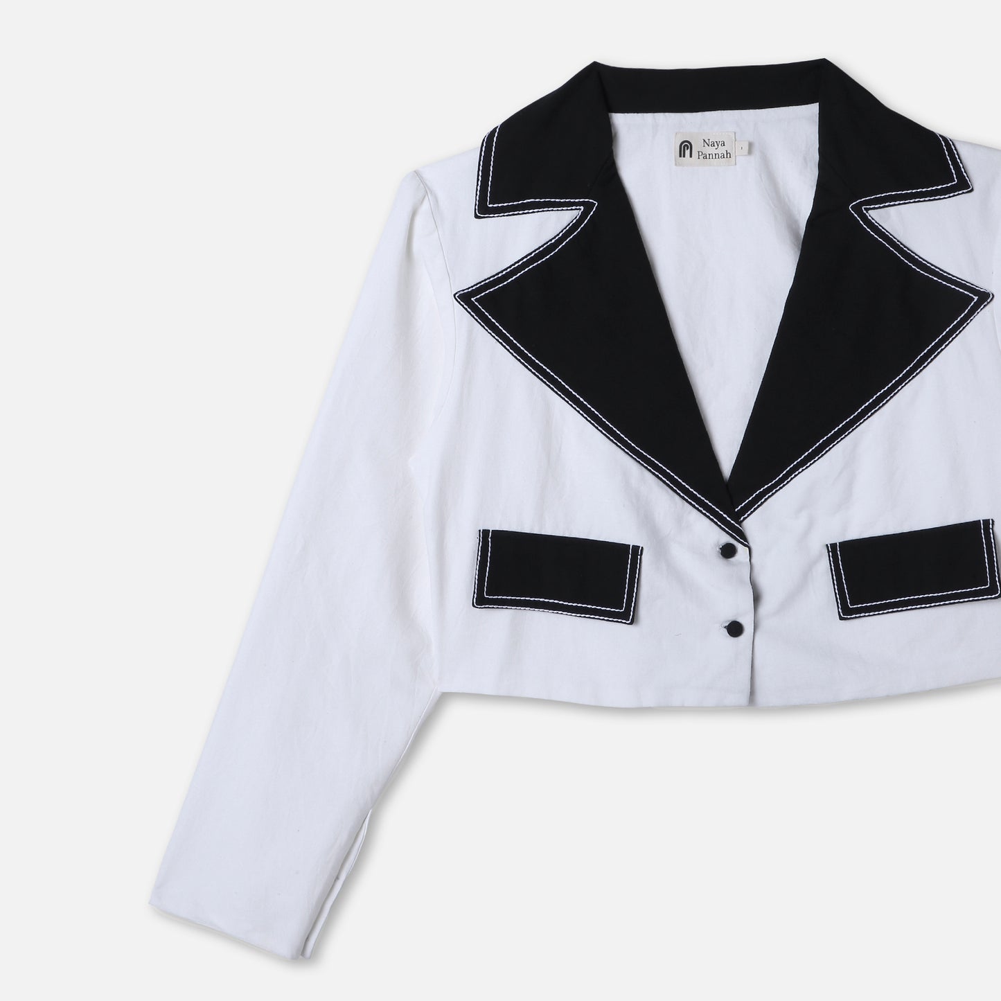 Cropped Monochrome Suit Jacket