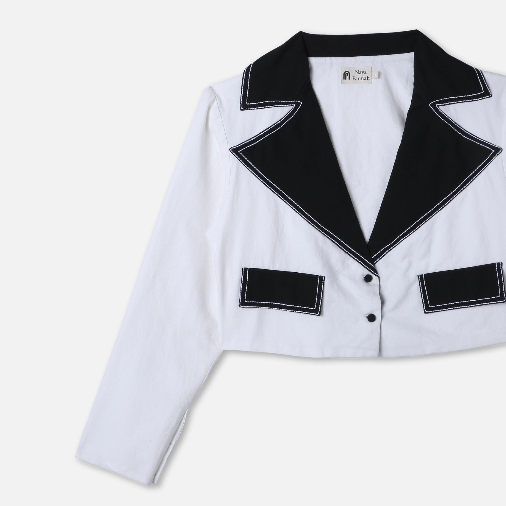Cropped Monochrome Suit Jacket