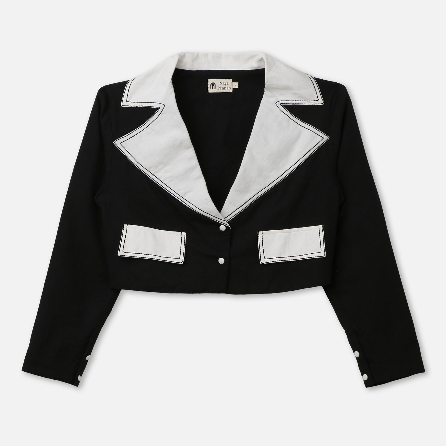 Two-Tone Lapel Cropped Blazer