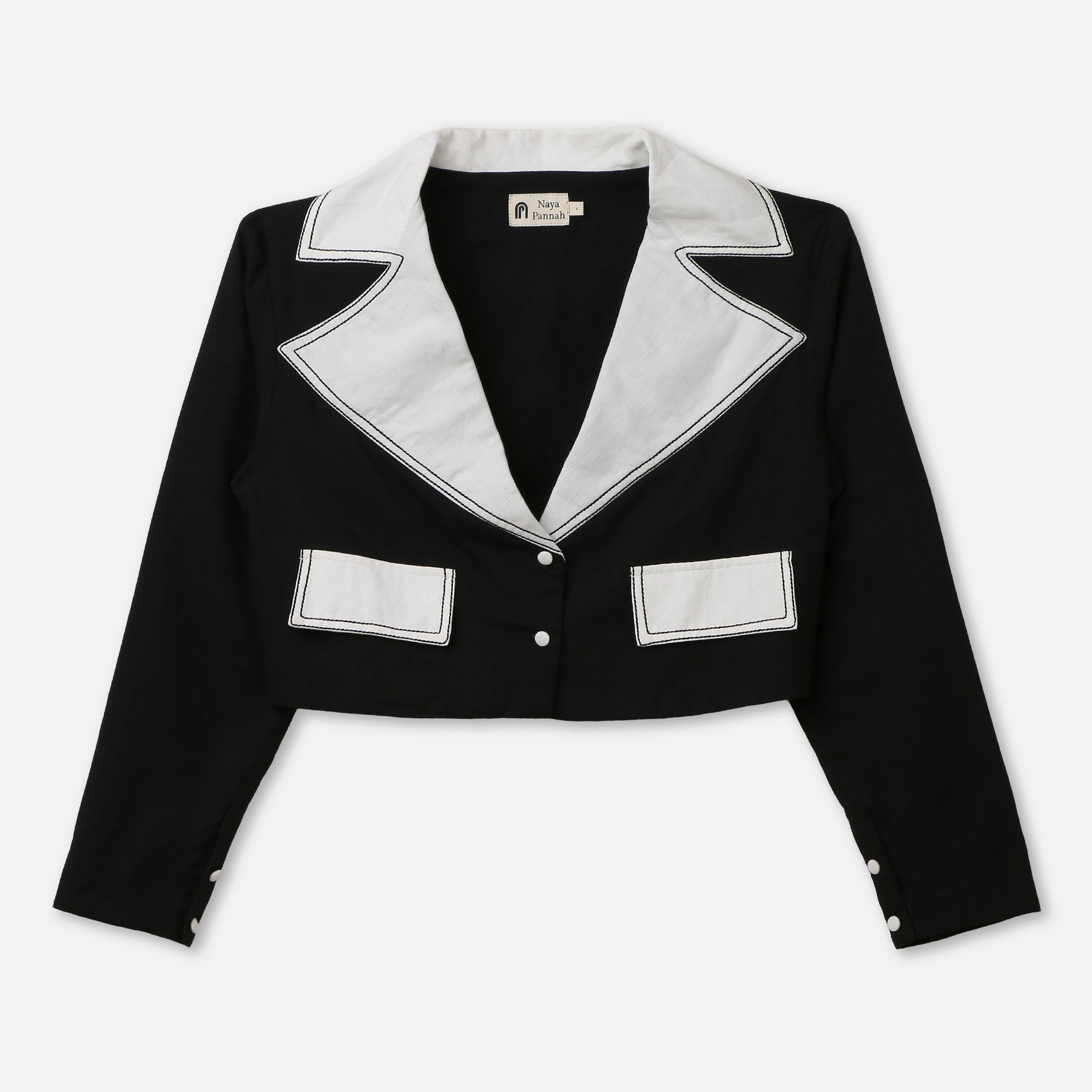 Two-Tone Lapel Cropped Blazer