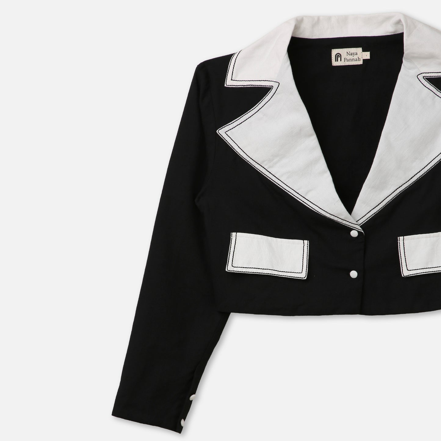 Two-Tone Lapel Cropped Blazer