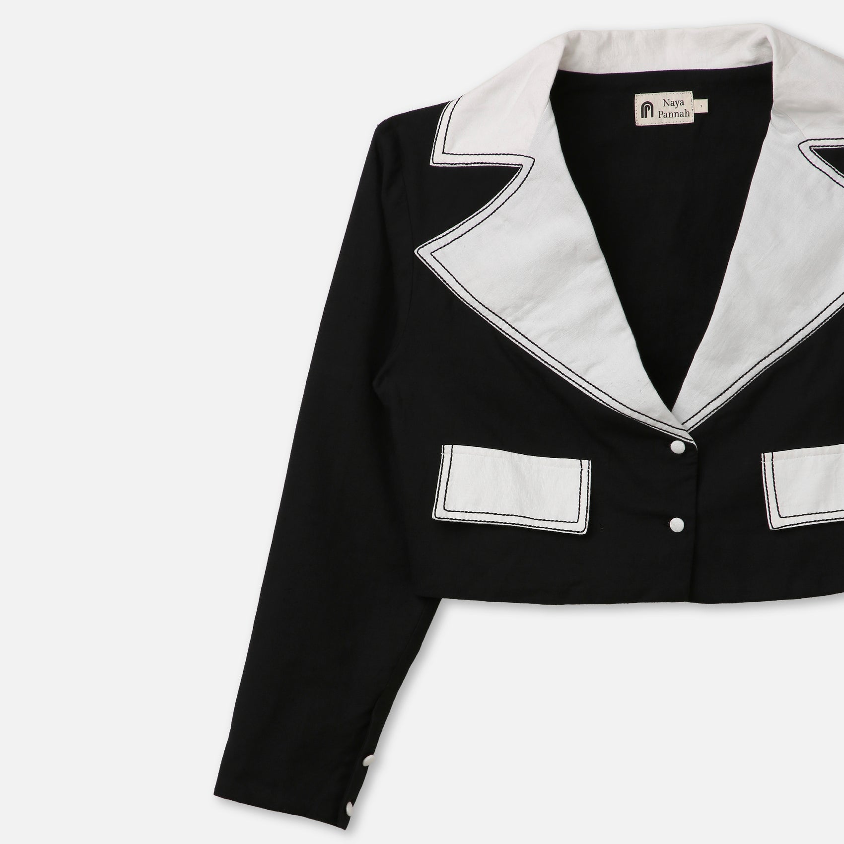 Two-Tone Lapel Cropped Blazer
