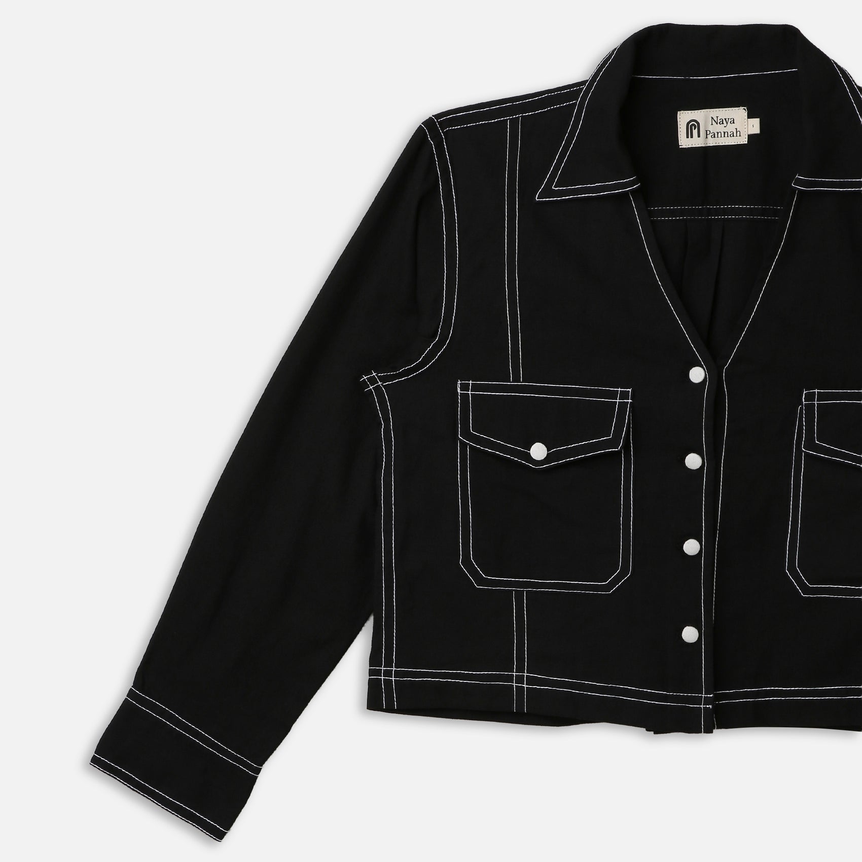 Contrast Stitch Cropped Shirt